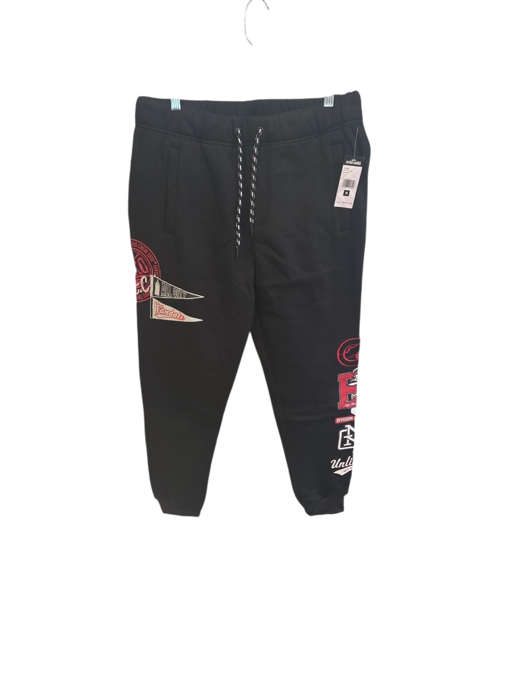 Ecko Unlimited Extra Large XL Black Graphic Joggers Red Accents New With Tags
